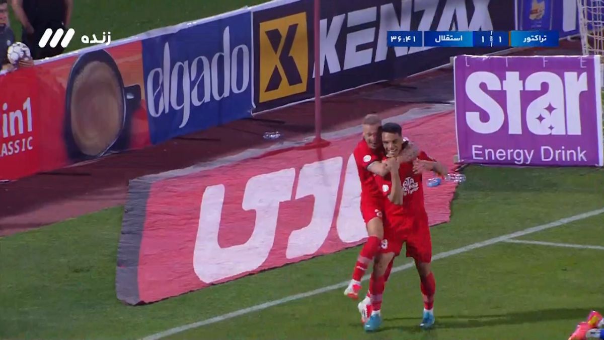 گل دوم تراکتور به استقلال (دبل امیرحسین حسین‌زاده)