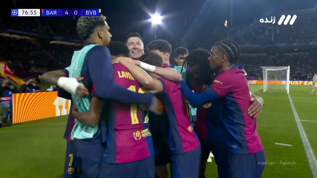 گل چهارم بارسلونا به دورتموند (لامین یامال)