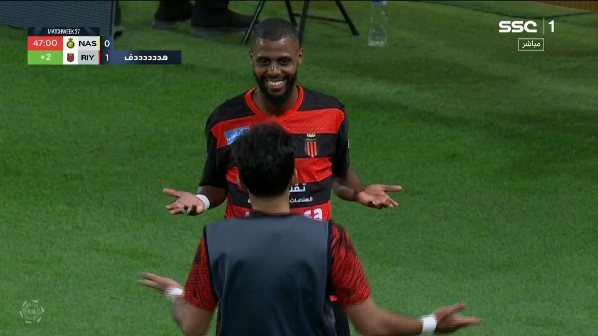 گل اول الریاض به النصر (ُسلمانی/ عصبانیت رونالدو)