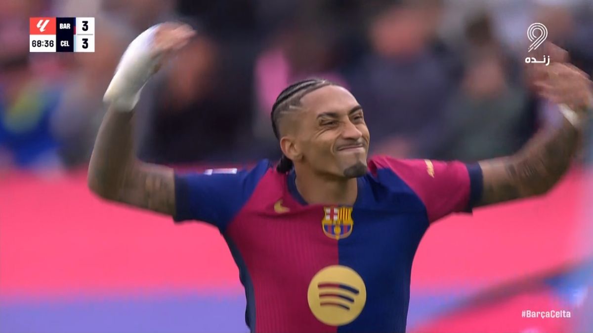 گل سوم بارسلونا به سلتاویگو (رافینیا)