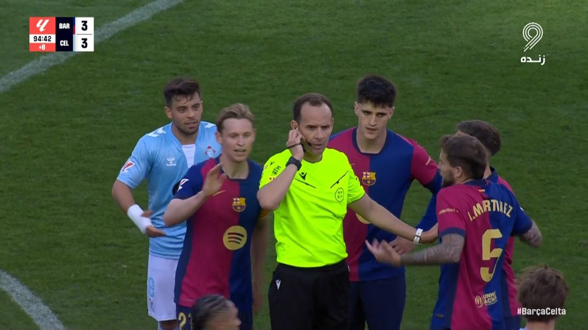 اعلام پنالتی برای بارسلونا مقابل سلتاویگو در دقیقه 94
