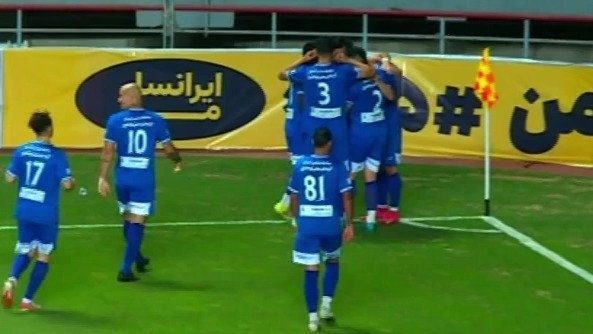 گل اول استقلال خوزستان به فولاد (گل به خودی شاهین توکلی)