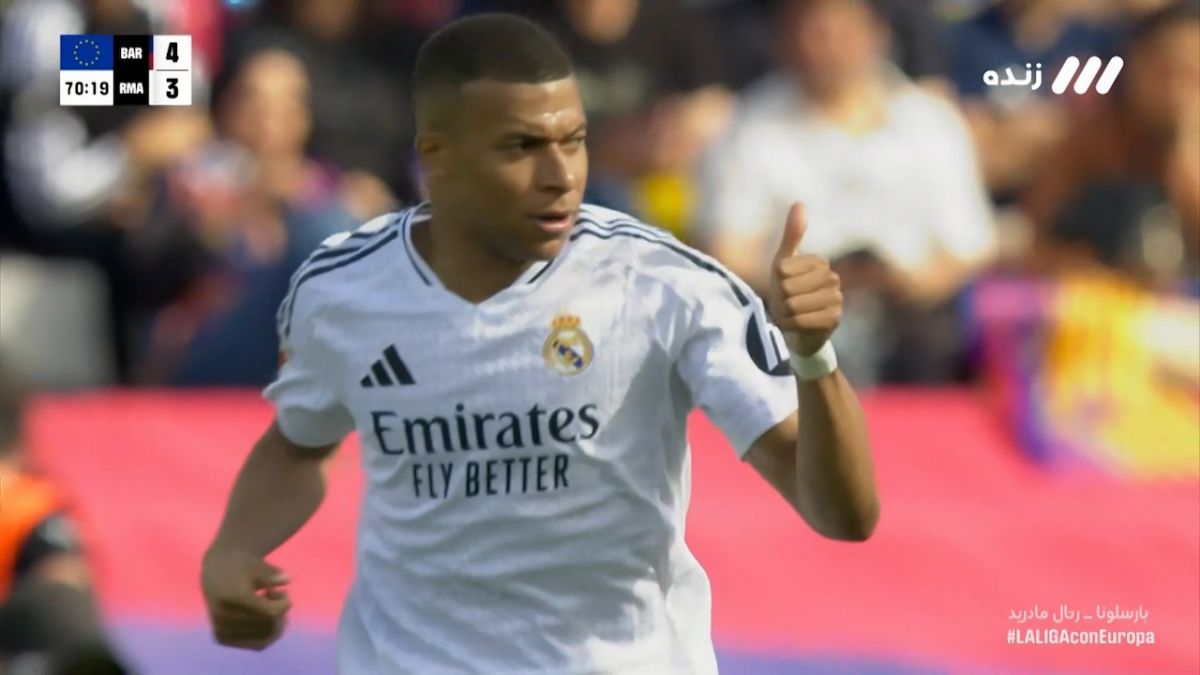 گل سوم رئال مادرید به بارسلونا (هت‌تریک کیلیان امباپه)