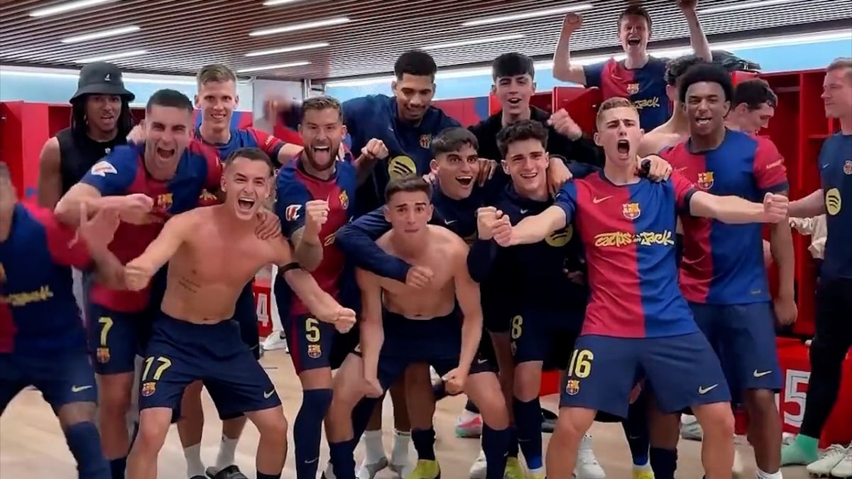 رختکن بارسلونا بعد از پیروزی در الکلاسیکو مقابل رئال