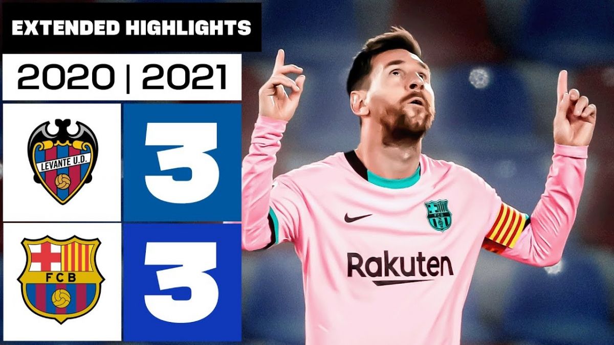 خلاصه بازی جذاب بارسلونا 3-3 لوانته (گلزنی مسی، دمبله و پدری/ فصل 21-2020)