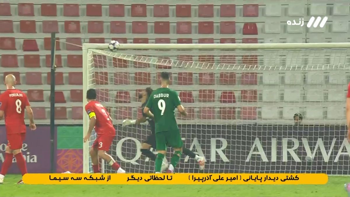 تیر دروازه مانع گل شباب الاهلی مقابل تراکتور و بیرانوند شد