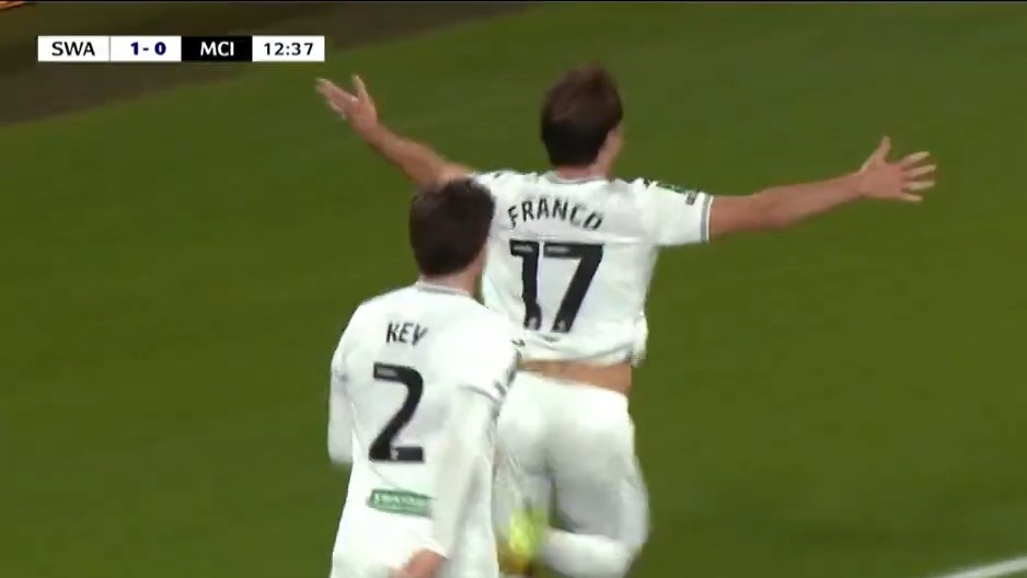 گل اول سوانسی به منچسترسیتی (گونچالو فرانکو)