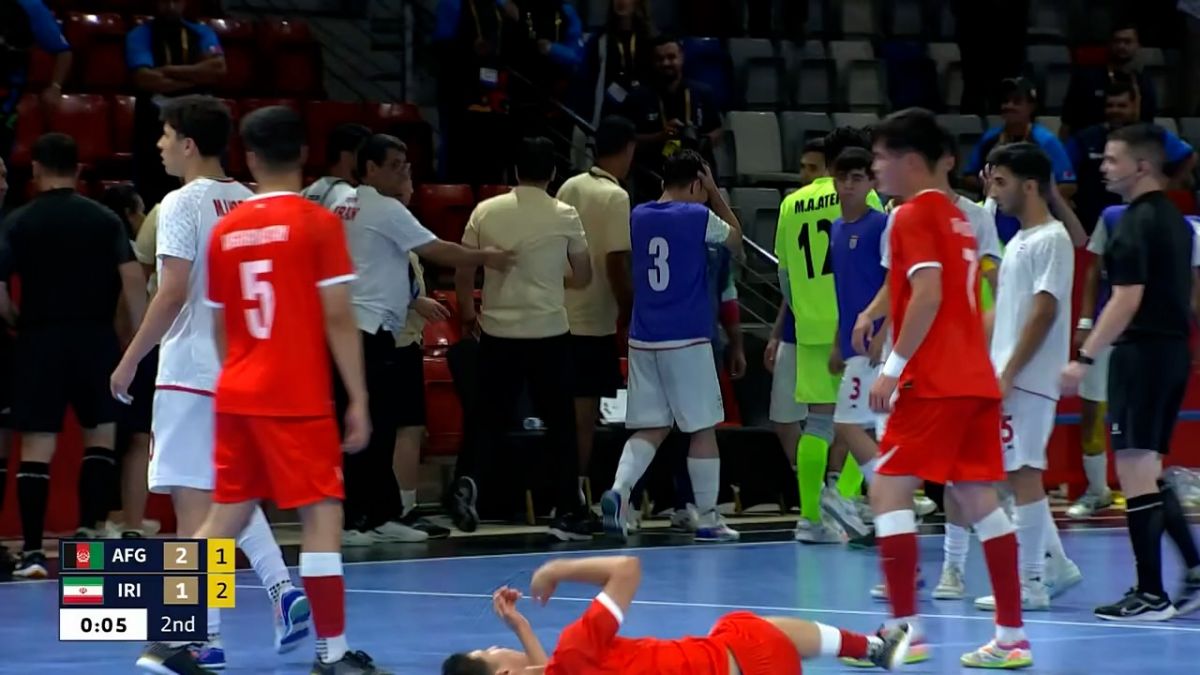 درگیری بازیکنان فوتسال جوانان ایران و افغانستان