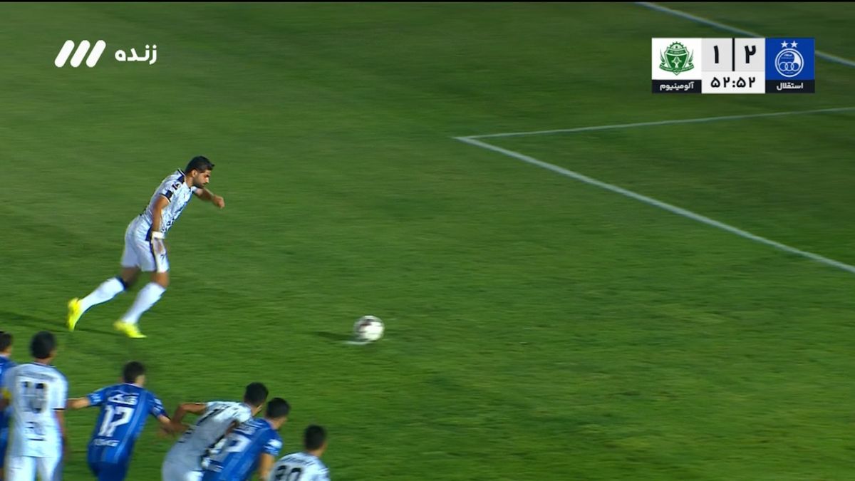 گل اول آلومینیوم اراک به استقلال (رحمان جعفری - پنالتی)