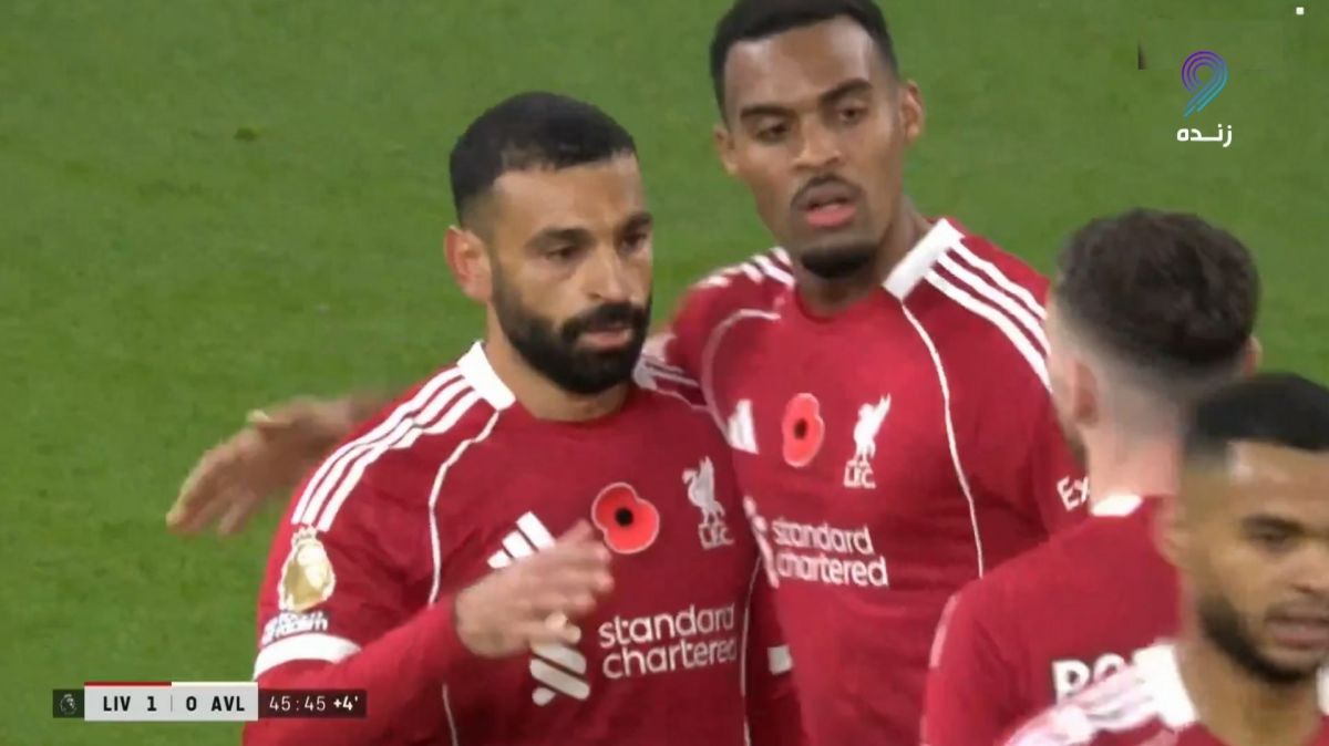 گل اول لیورپول به استون ویلا (صلاح روی اشتباه مارتینز)