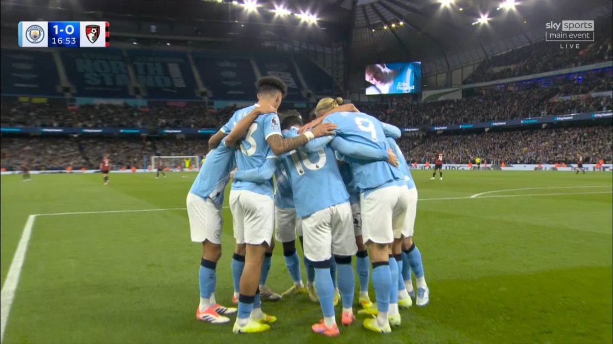 گل اول منچستر سیتی به بورنموث (ارلینگ هالند)