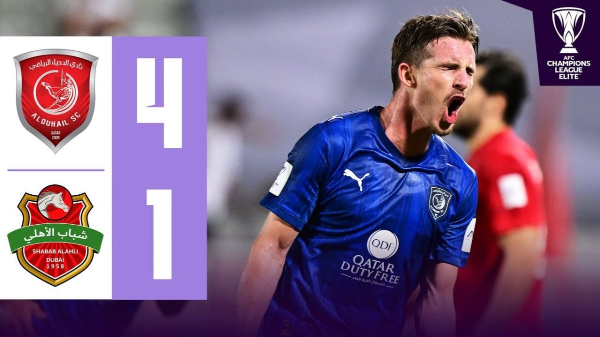 خلاصه بازی الدحیل 4-1 شباب الاهلی امارات