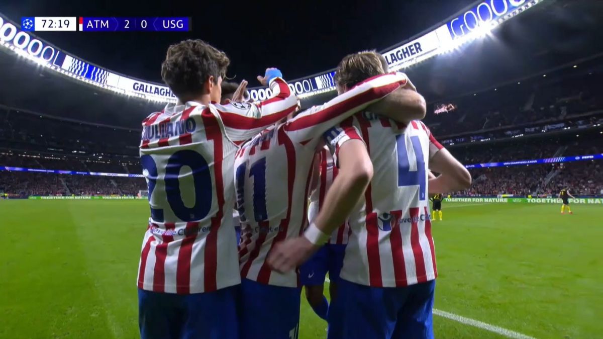 گل دوم اتلتیکو مادرید به سن ژیلواز (کانر گالاگر)