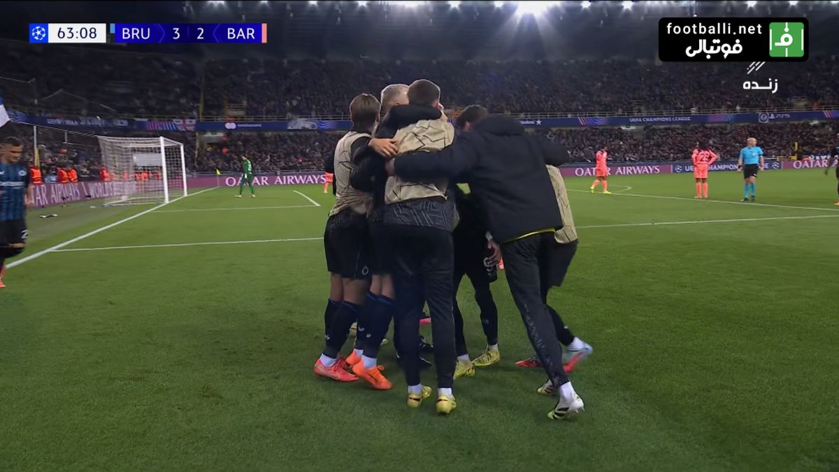 گل سوم کلوب بروژ به بارسلونا (کارلوس بورخس)