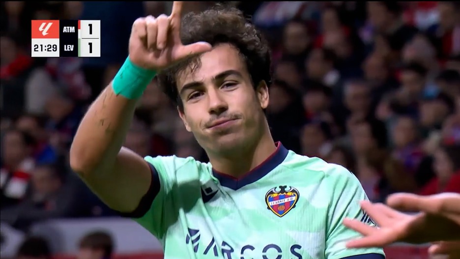 گل اول لوانته به اتلتیکو مادرید (سانچز)