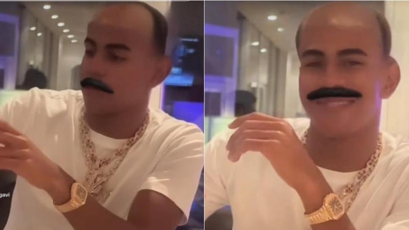 چهره عجیب یامال؛ بدون مو و با سبیل!