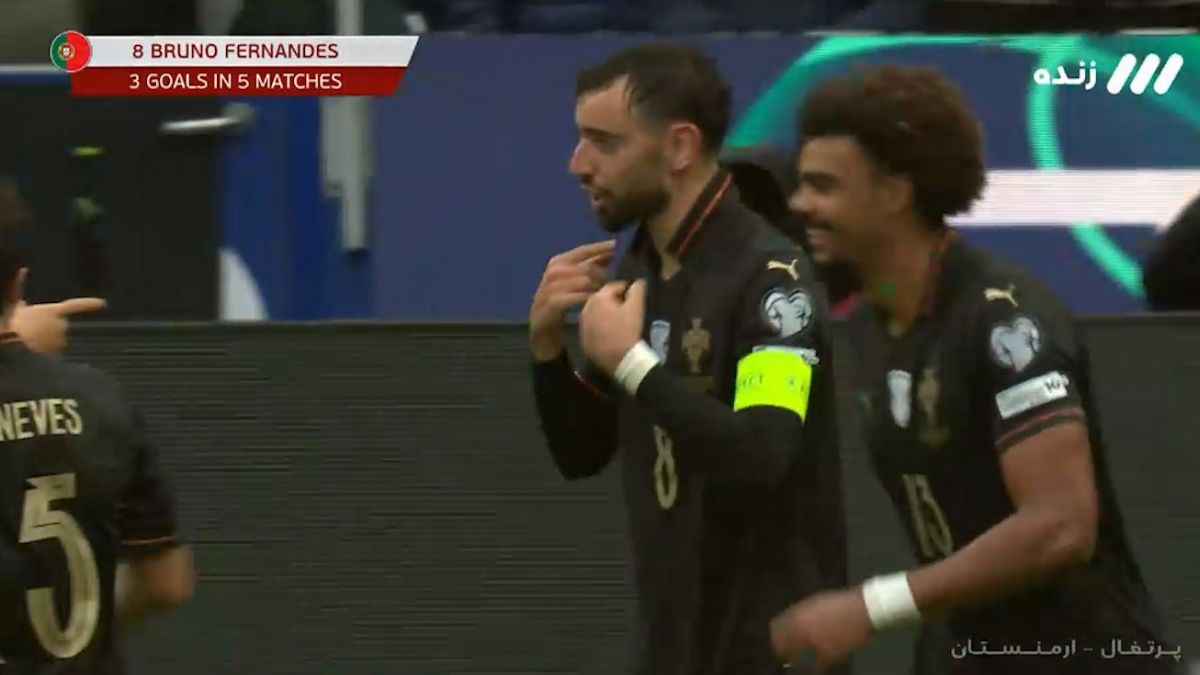 گل هفتم پرتغال به ارمنستان (هتتریک برونو فرناندز - پنالتی)