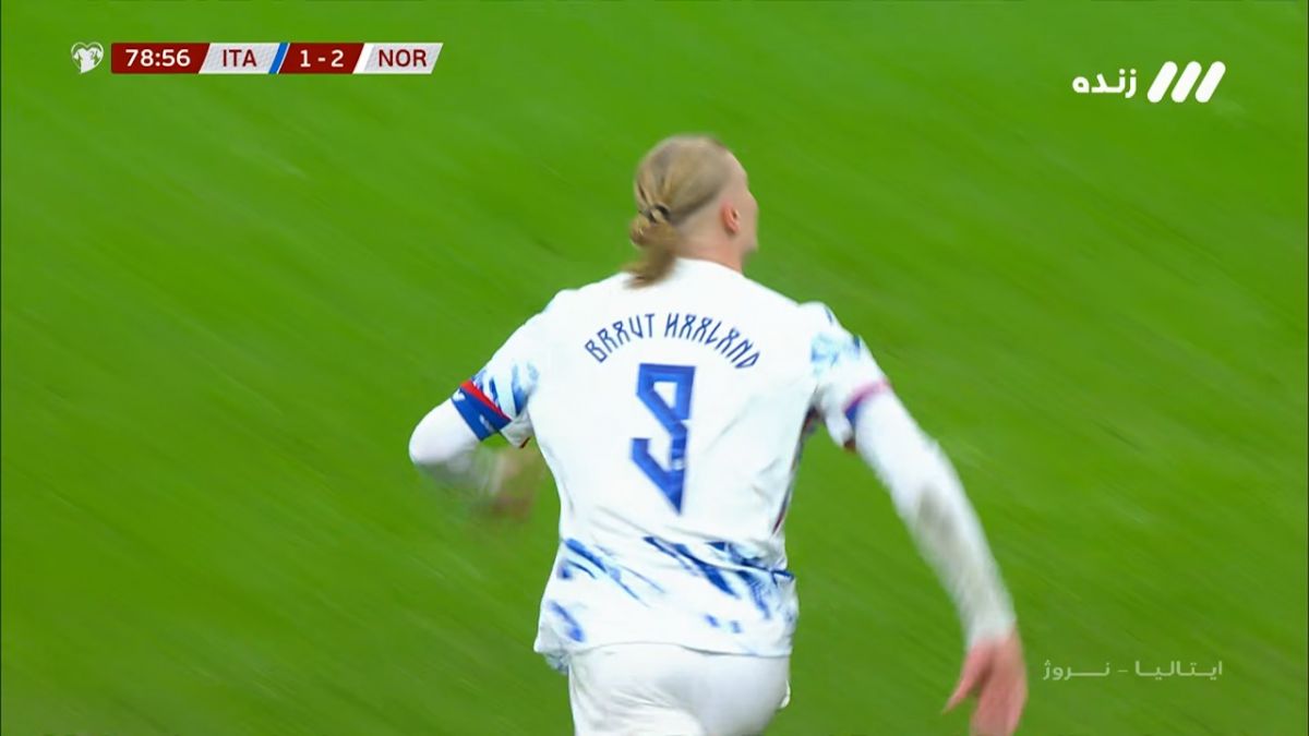 گل سوم نروژ به ایتالیا (دبل ارلینگ هالند)