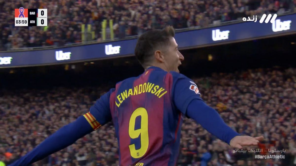 گل اول بارسلونا به بیلبائو (لواندوفسکی)