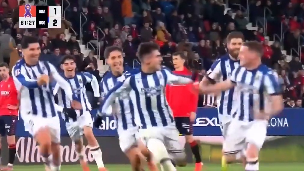 گل سوم رئال سوسیداد به اوساسونا (سوپرگل بارنتزا از وسط زمین)