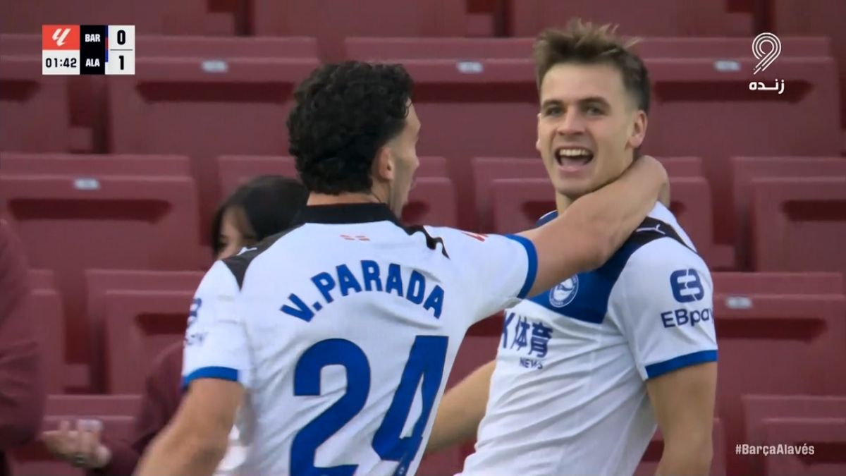 گل اول آلاوز به بارسلونا (ایبانز در ثانیه 50)
