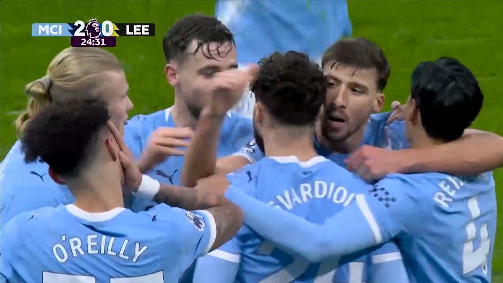 گل دوم منچستر سیتی به لیدز (گواردیول)