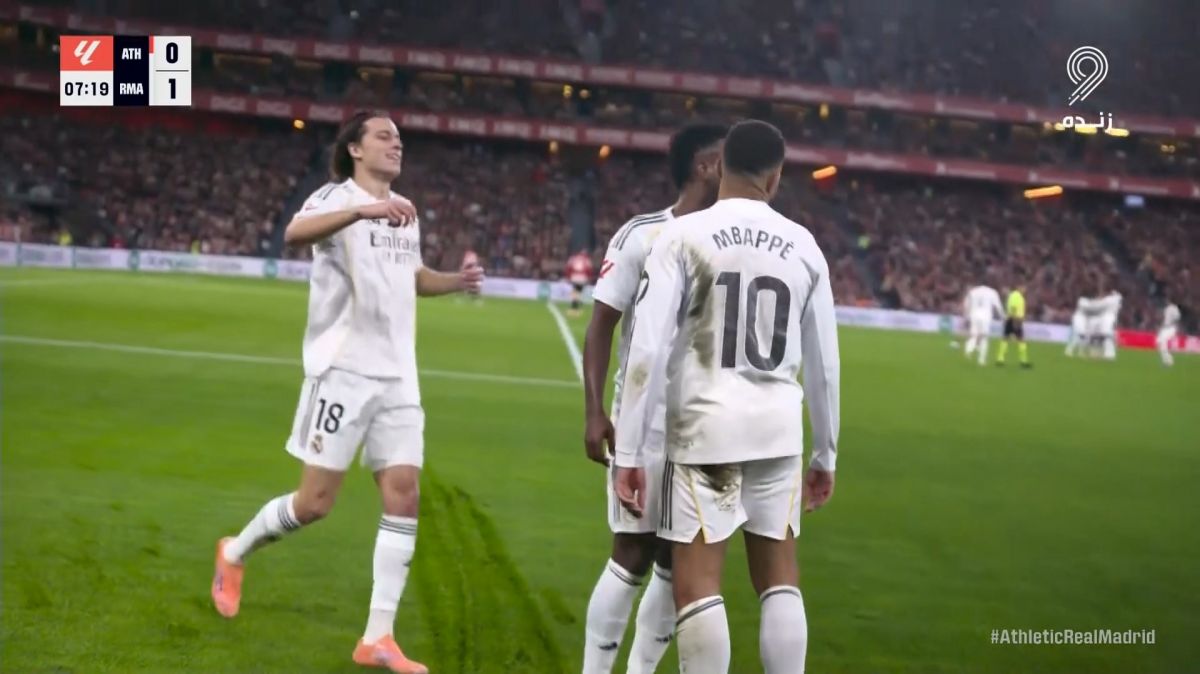 گل اول رئال مادرید به اتلتیک بیلبائو (کیلیان امباپه)