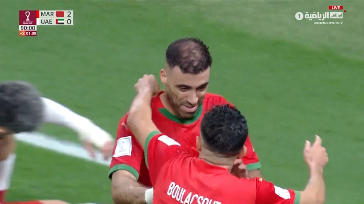 گل سوم مراکش به امارات (عبدالرزاق حمدالله)