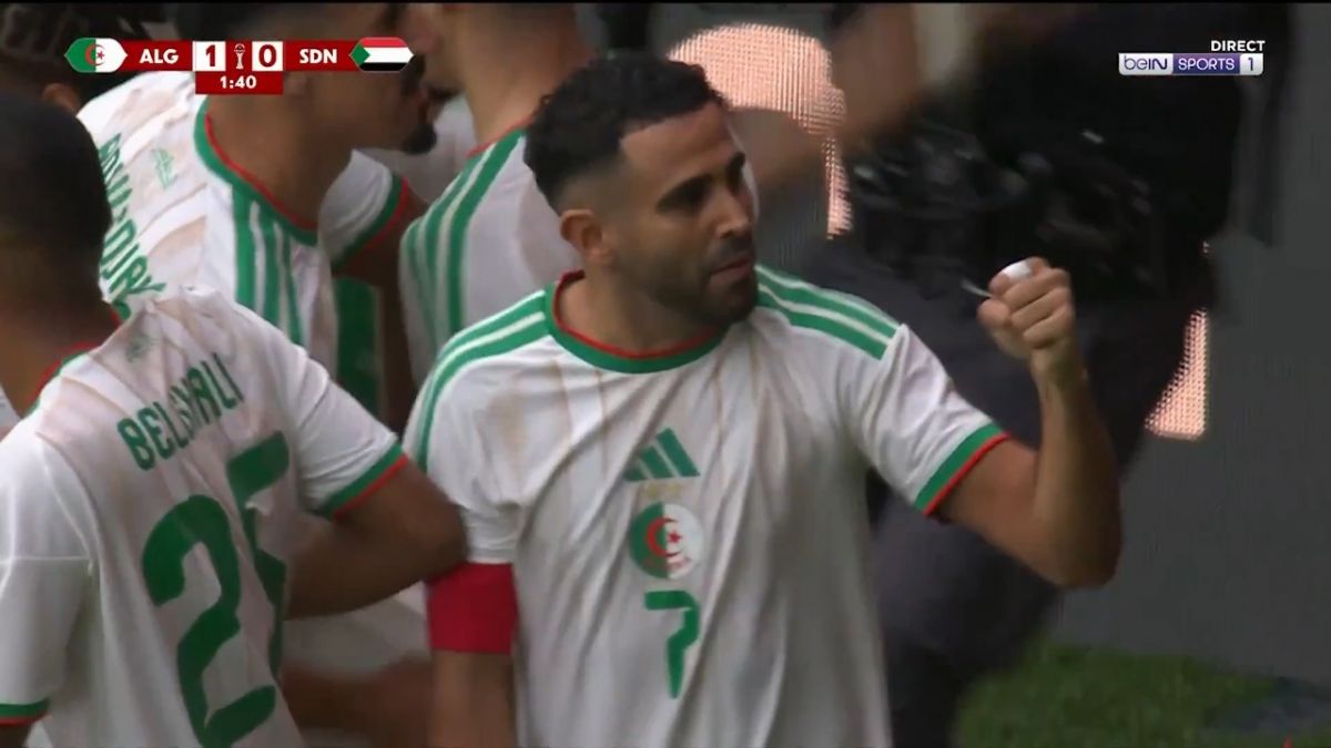 گل اول الجزایر به سودان (ریاض محرز)