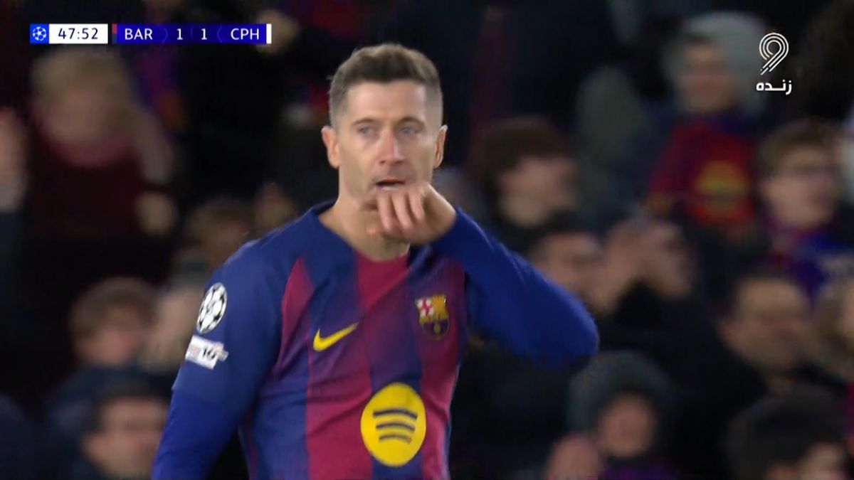 گل اول بارسلونا به کپنهاگن (لواندوفسکی)