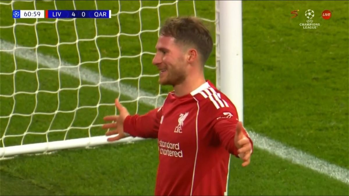 گل پنجم لیورپول به قره باغ (دبل مک آلیستر)