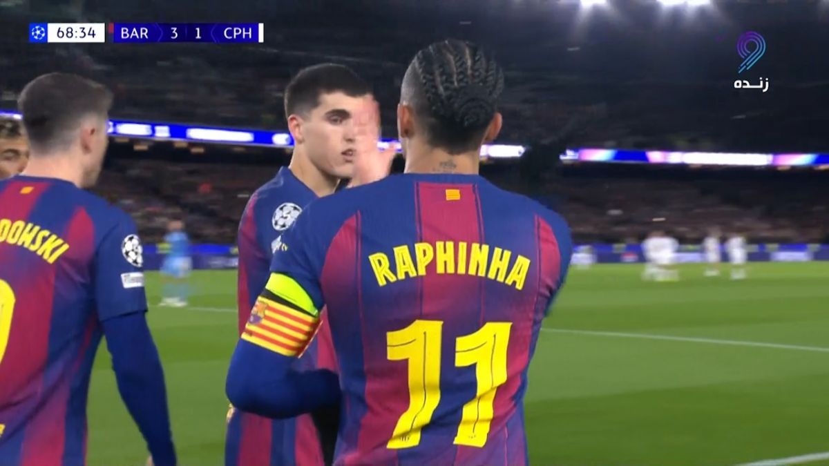 گل سوم بارسلونا به کپنهاگن (رافینیا)