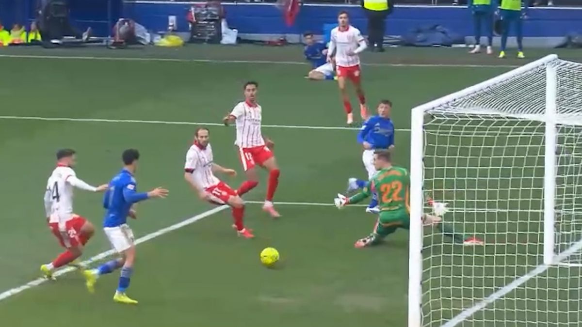 گل اول رئال اویدو به ژیرونا (گلی که امروز ترشتگن دریافت کرد)