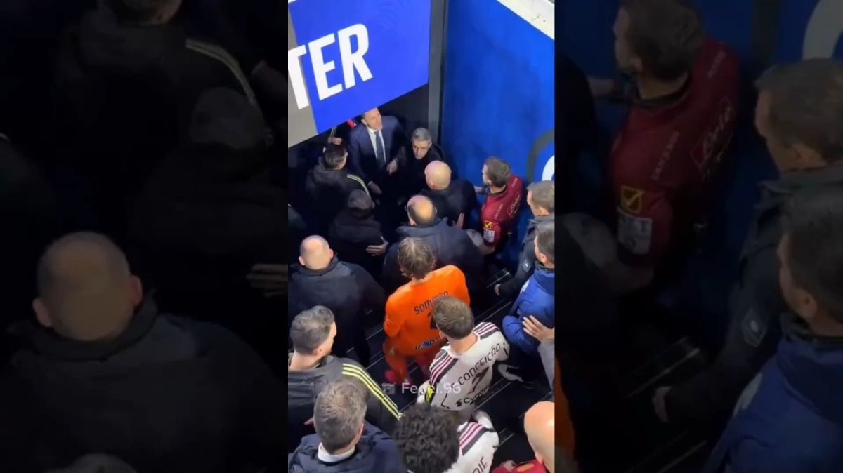 اعتراض شدید اسپالتی و کیلینی به داور مسابقه در پایان بازی اینتر و یونتوس