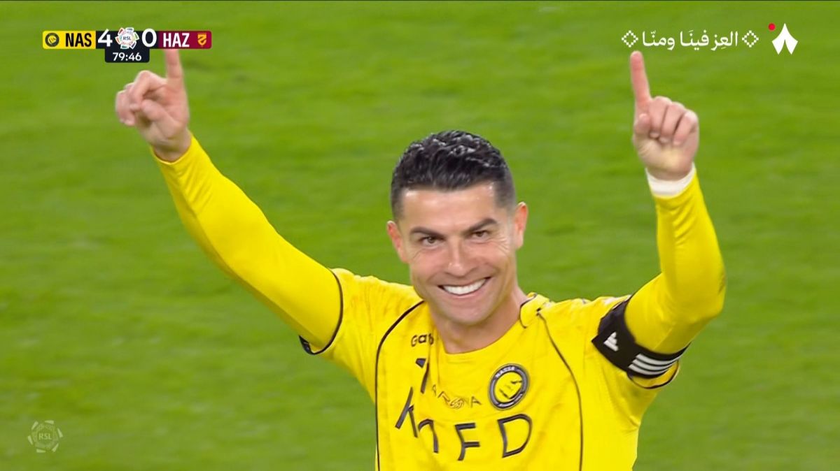گل چهارم النصر به الحزم (دبل کریستیانو رونالدو)