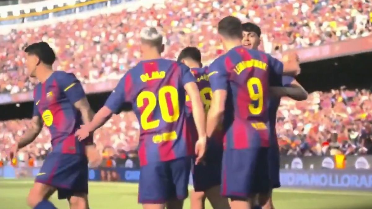 گل اول بارسلونا به لوانته (برنال)