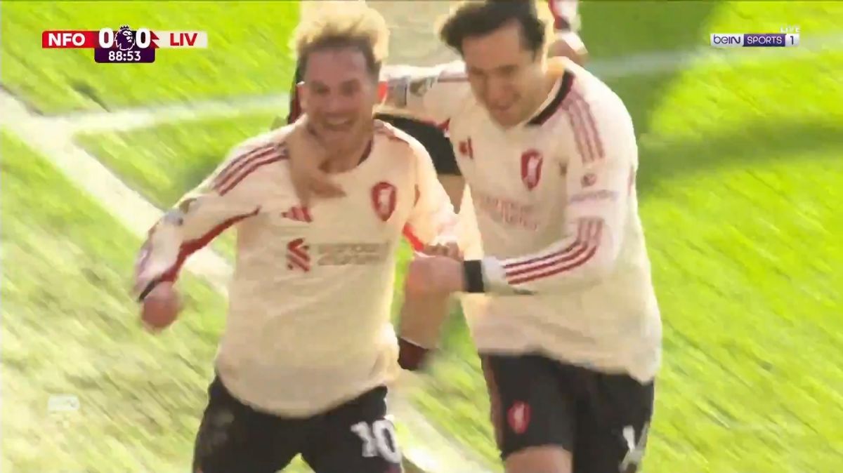 گل اول لیورپول به ناتینگهام فارست (مک آلیستر دقیقه 97)