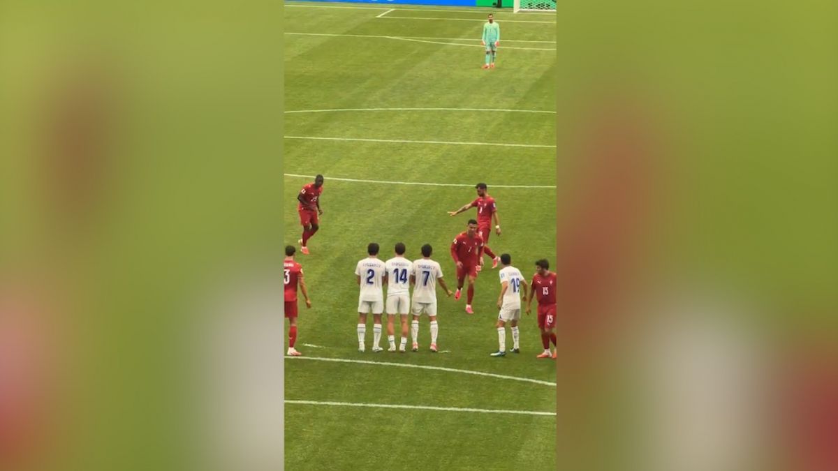 تکنیک هوشمندانه پرتغالی ها در ضربه آزاد در بازی با ازبکستان