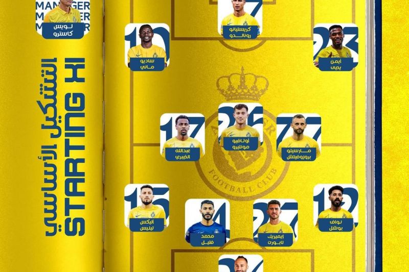 ترکیب النصر مقابل الرائد با حضور رونالدو