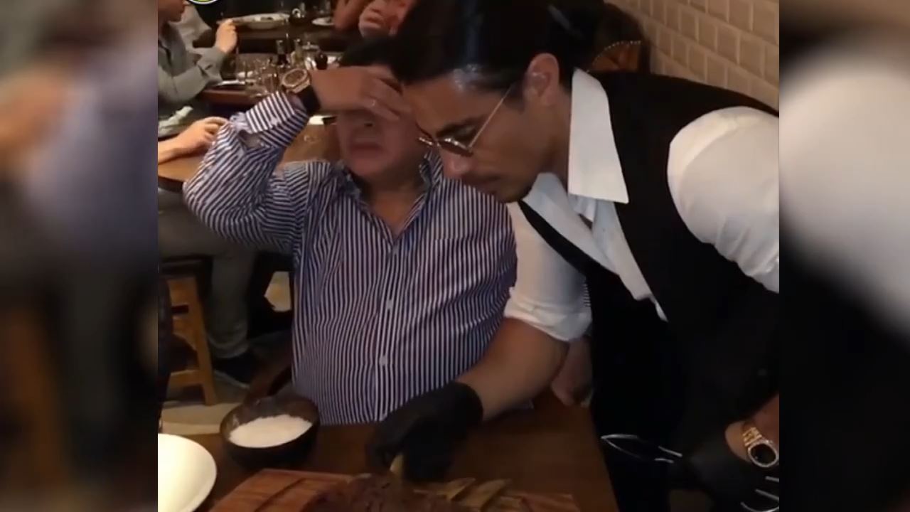مارادونا و دیوانه شدن با استیک آشپز معروف