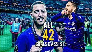 تمام 42 گل و پاس گل ادن هازارد در فصل 19-2018