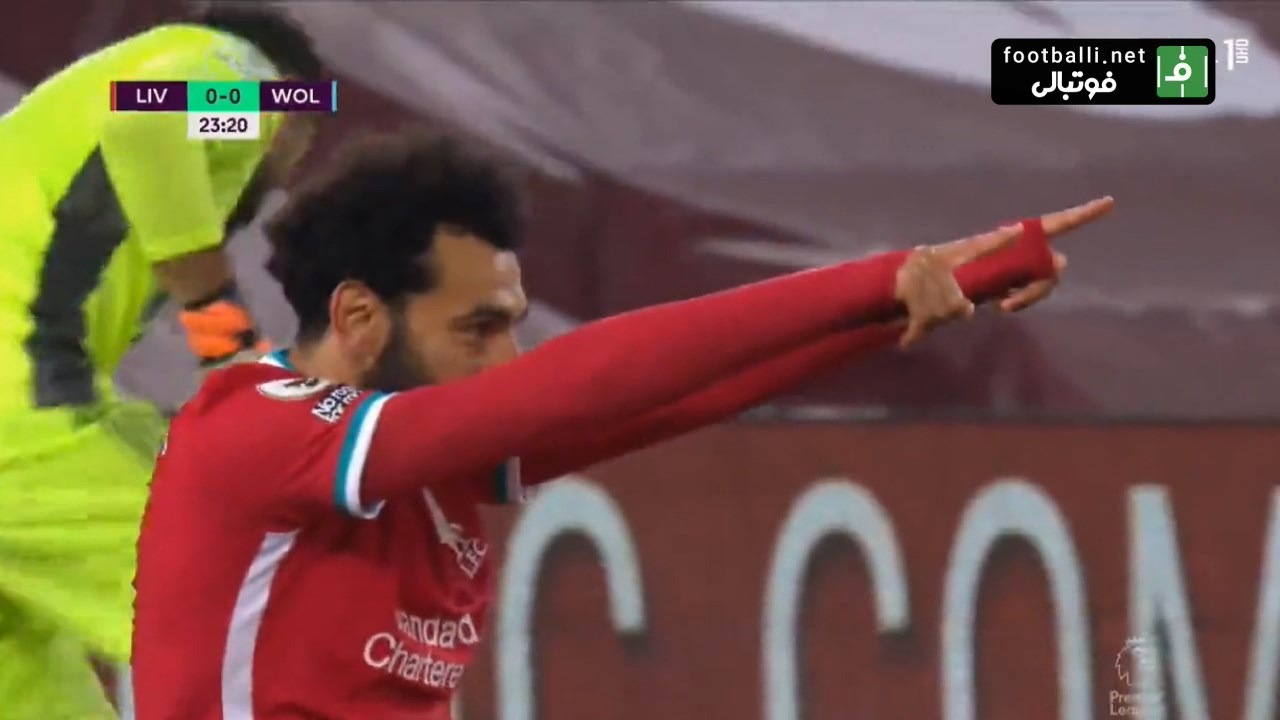 گل اول لیورپول به ولورهمپتون (محمد صلاح)