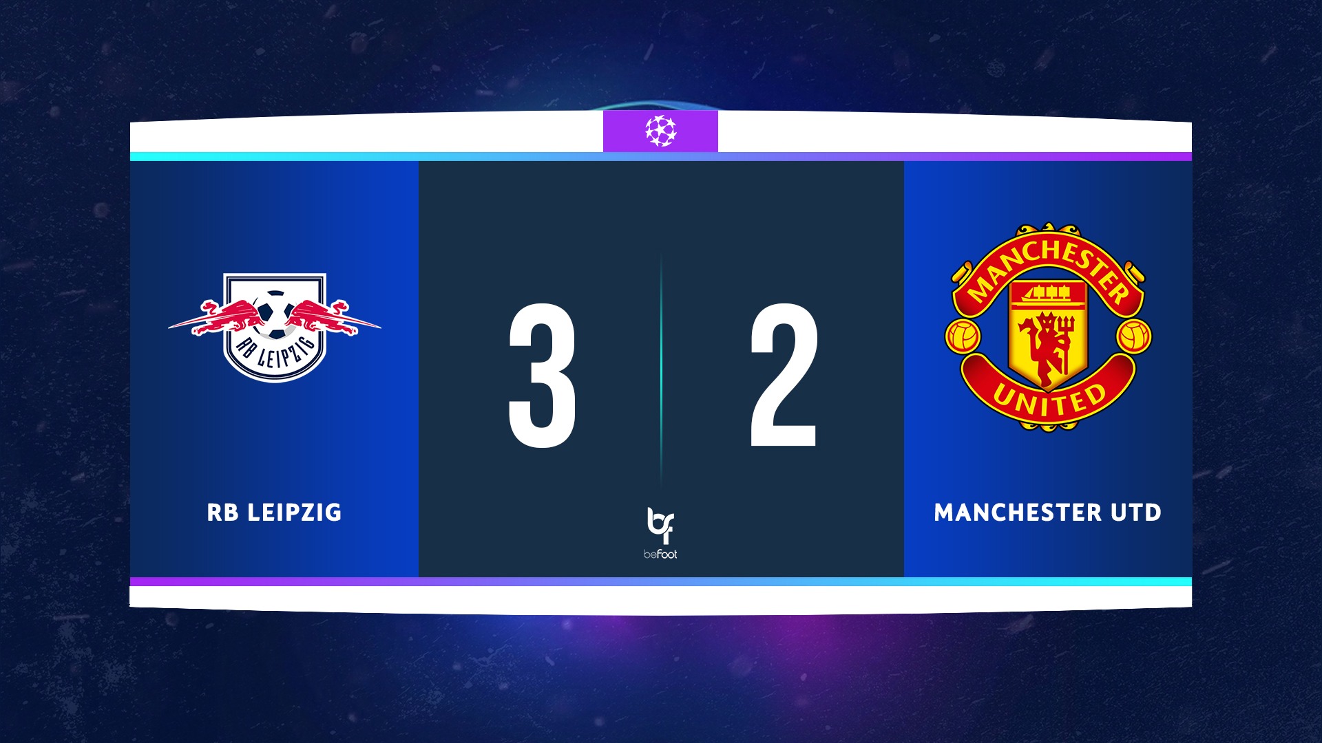 خلاصه بازی آربی لایپزیش 3-2 منچستر یونایتد