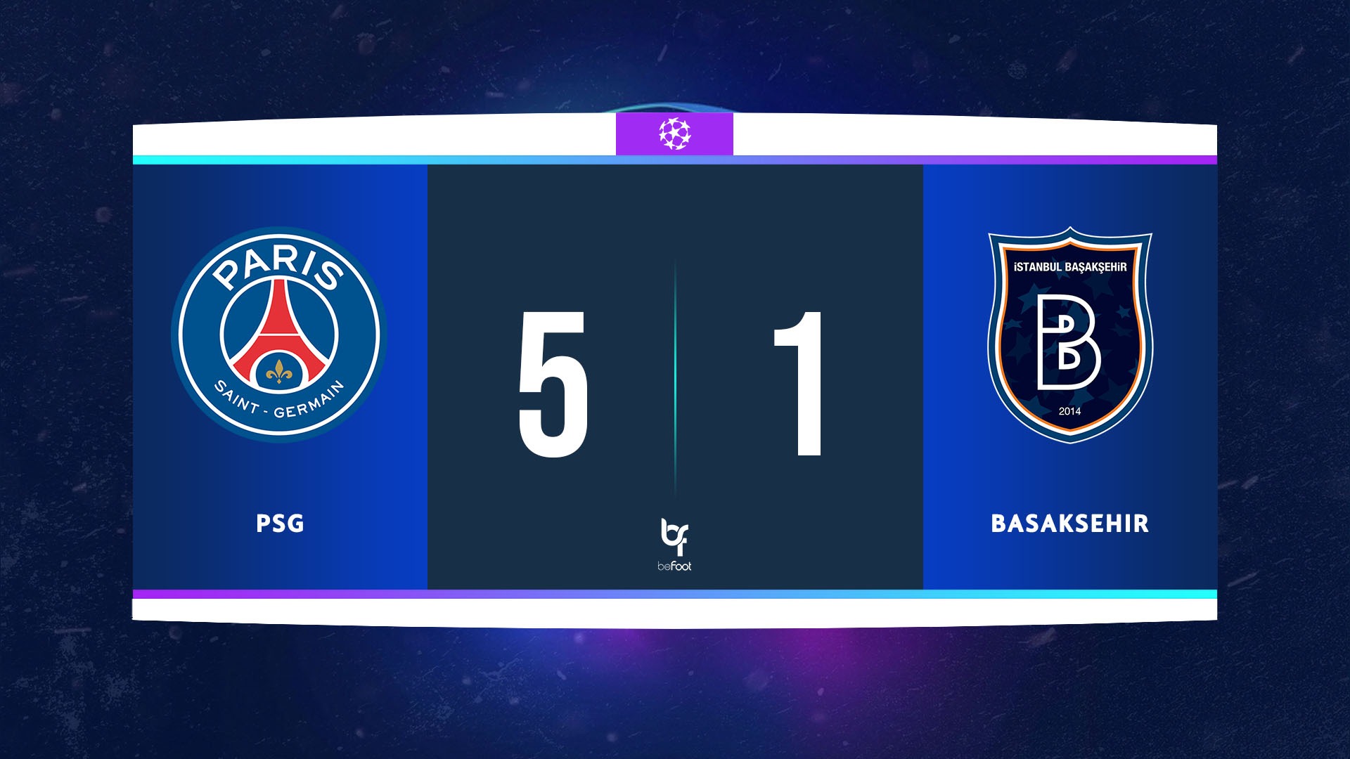خلاصه بازی پاری سن ژرمن 5-1 باشاک شهیر