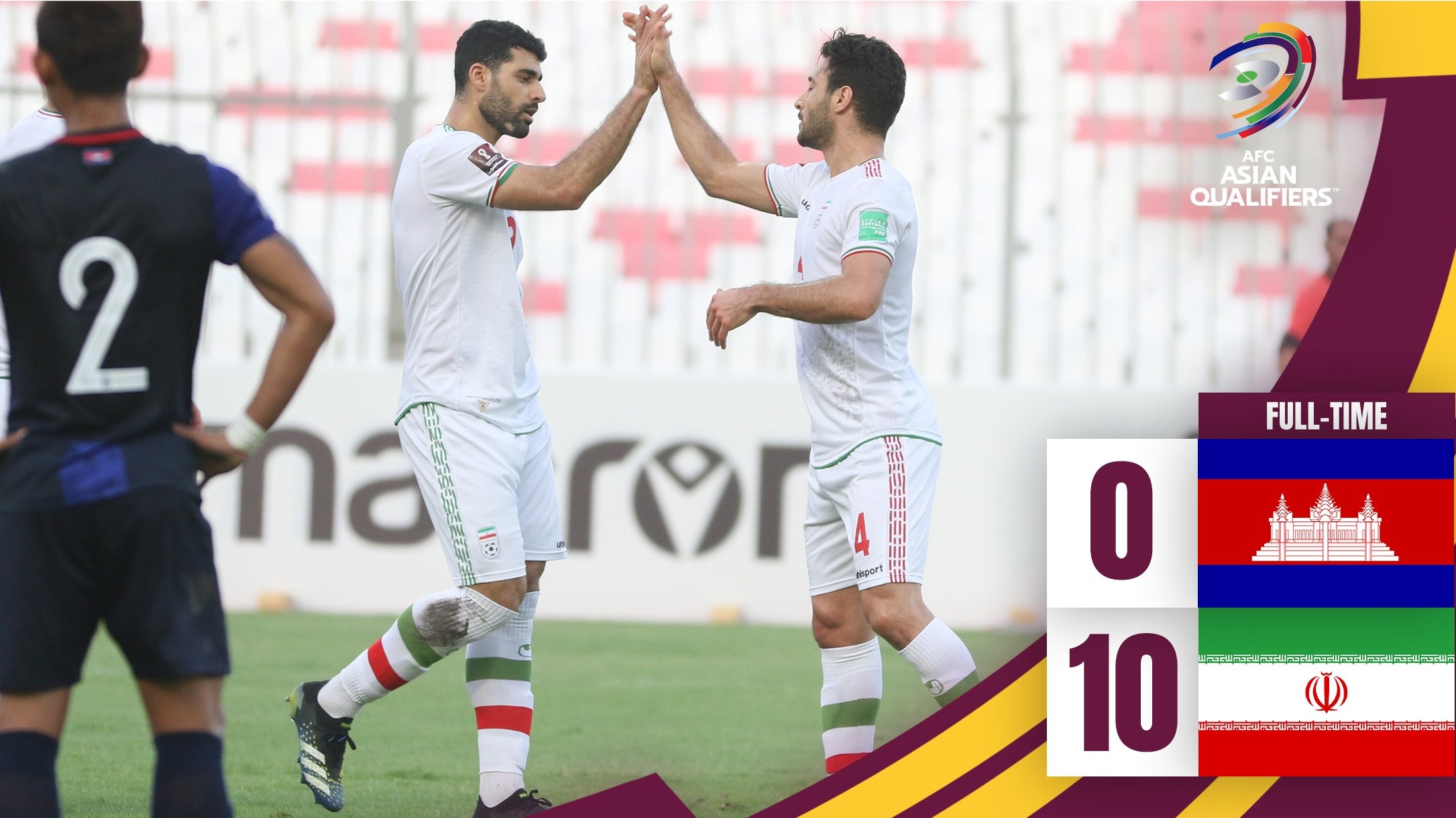خلاصه بازی کامبوج 0-10 ایران