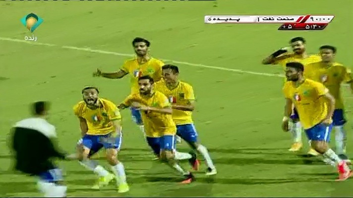 گل اول صنعت نفت به شهرخودرو (سوپرگل شروین بزرگ در دقیقه 6+90)