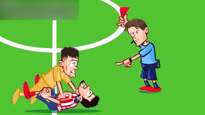 بازی پرحاشیه بارسلونا و اتلتیکومادرید به روایت کارتون