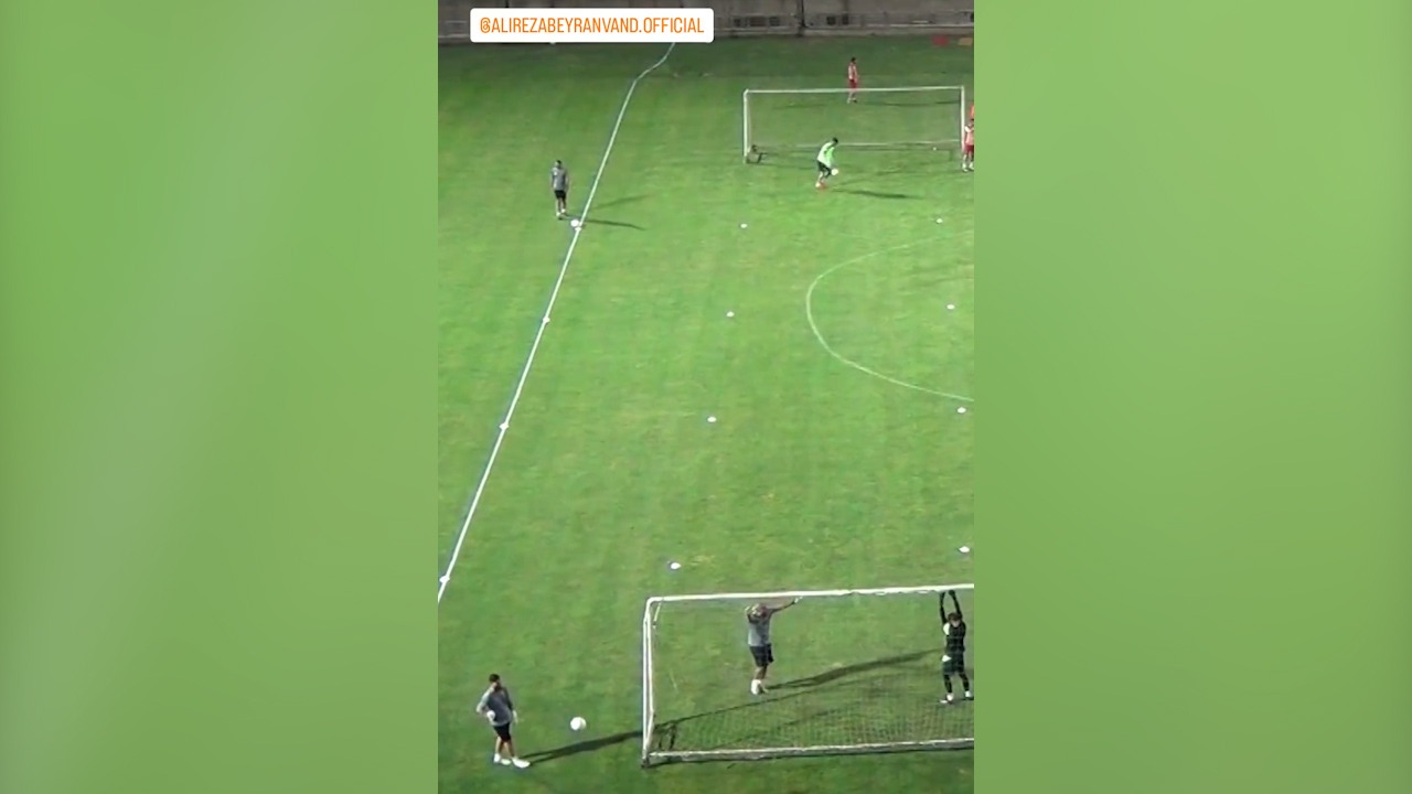 چالش جالب بیرانوند و ننکا در تمرینات پرسپولیس