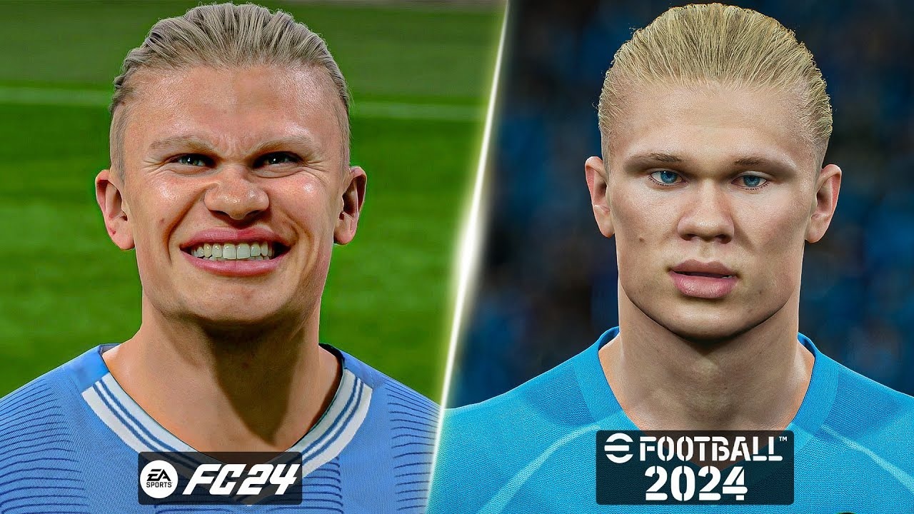 مقایسه گرافیکی کاراکتر های تیم منچسترسیتی در efootball24 با فیفا FC 24