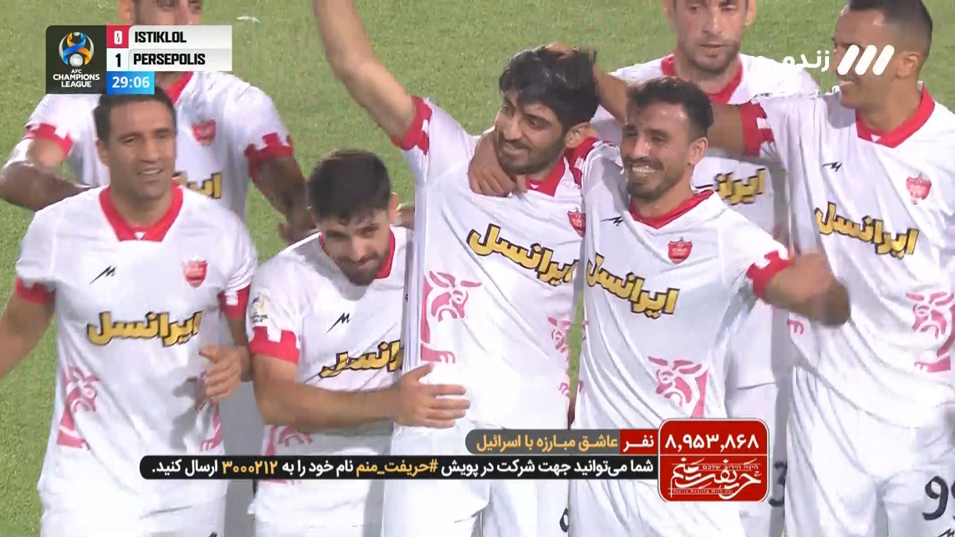 گل اول پرسپولیس به استقلال تاجیکستان (سوپرگل مهدی ترابی)
